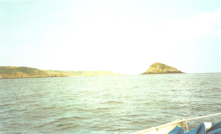 The small islet of L'Etac, off the southern end of Sark (Dixcart bay in the background)